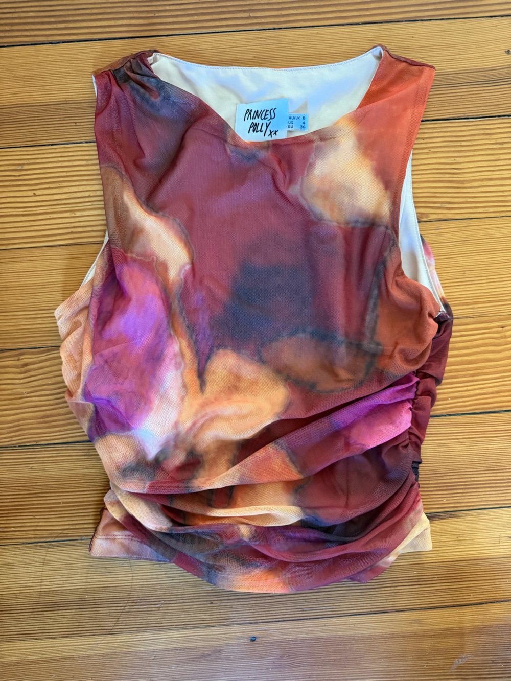 Princess Polly Multicolor Tie-Dye Mesh in Burgundy, Purple & Orange